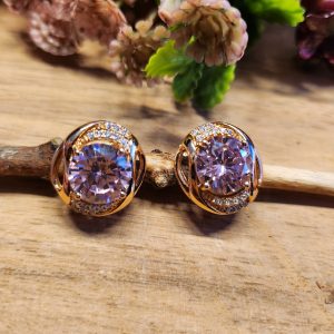 Ohrringe mit Zirkonia in rosa und weiß