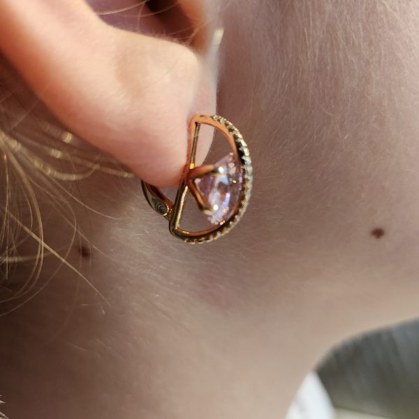 Ohrringe mit Zirkonia in rosa und weiß – Bild 2