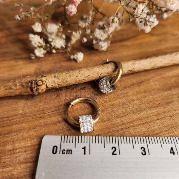 Ohrringe Creolen 14K vergoldet mit Anhänger – Bild 2