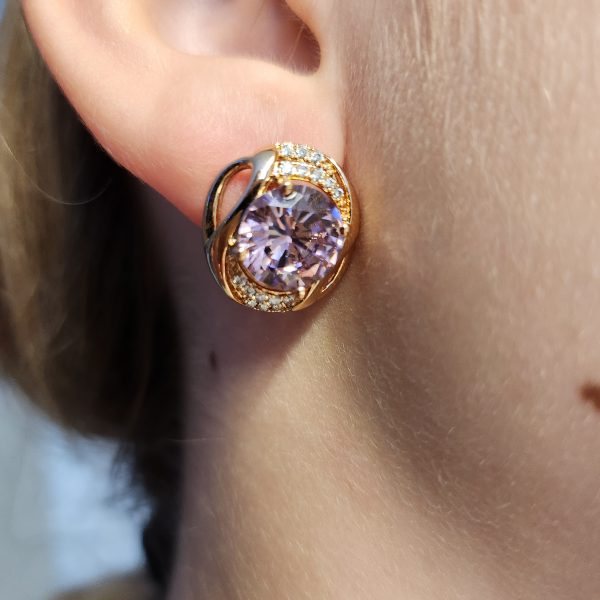 Ohrringe mit Zirkonia in rosa und weiß – Bild 5
