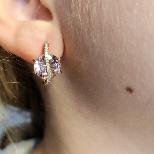 Ohrringe mit Zirkonia in rosa und weiß – Bild 6