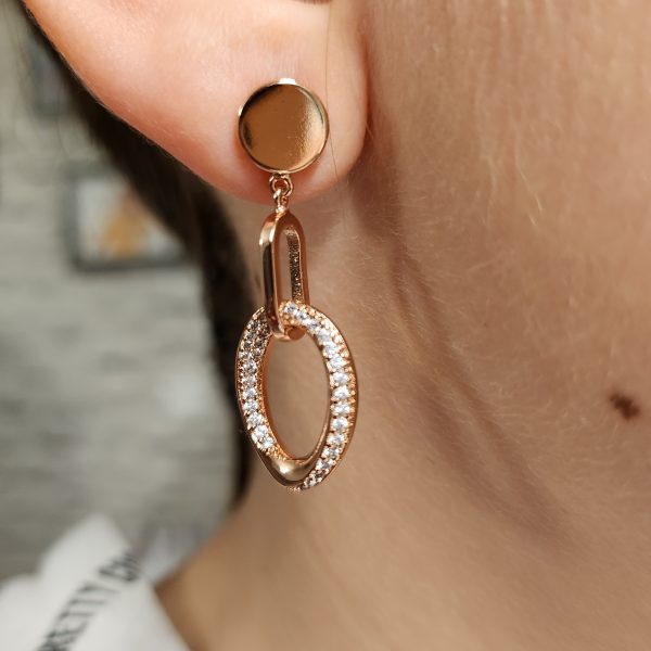 Ohrstecker modern - 18K vergoldet- mit Zirkonia – Bild 5