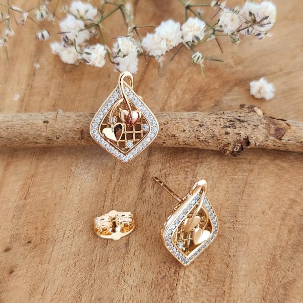 Schmuckset "Amalia" 3-teilig, 18K vergoldet mit Zirkonia Steinen – Bild 2