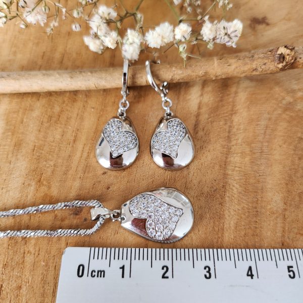 Set 3-teilig mit Herz aus Zirkonia-Steinen – Bild 4