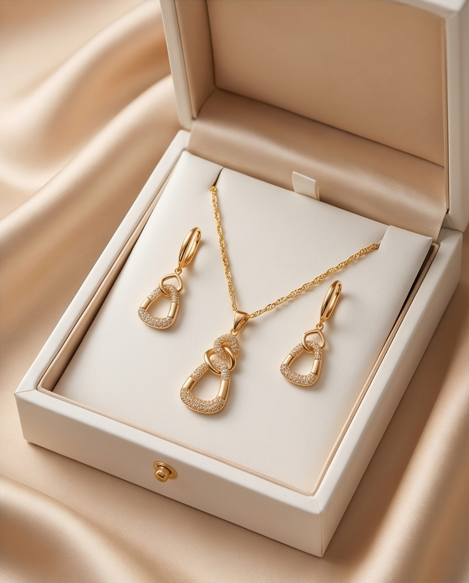Schmuckset "Wien" 3 - teilig 18K vergoldet Zirkonia – Bild 8