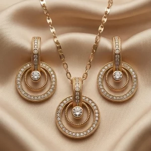 Set "Milano" 3-teilig 18K vergoldet mit funkelnden Zirkonia - Steinen