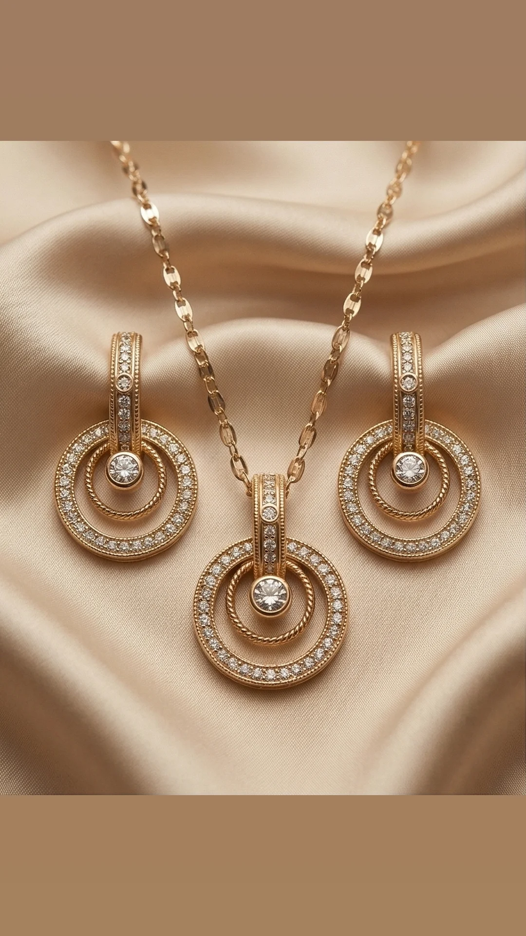 Set "Milano" 3-teilig 18K vergoldet mit funkelnden Zirkonia - Steinen