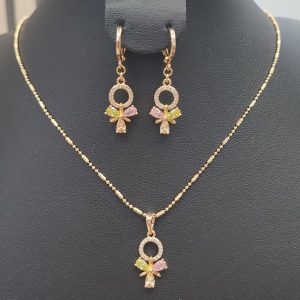 Schmuckset 3-teilig "Frühling"  mit mehrfarbigen Zirkonia, 18K vergoldet