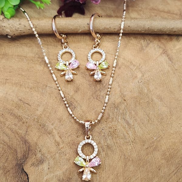 Schmuckset 3-teilig "Frühling"  mit mehrfarbigen Zirkonia, 18K vergoldet – Bild 6