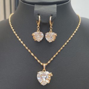 3-teiliges Schmuckset mit Maus-Motiv, Zirkonia, 18K vergoldet