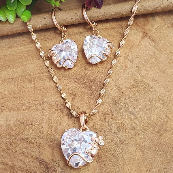 3-teiliges Schmuckset mit Maus-Motiv, Zirkonia, 18K vergoldet – Bild 6