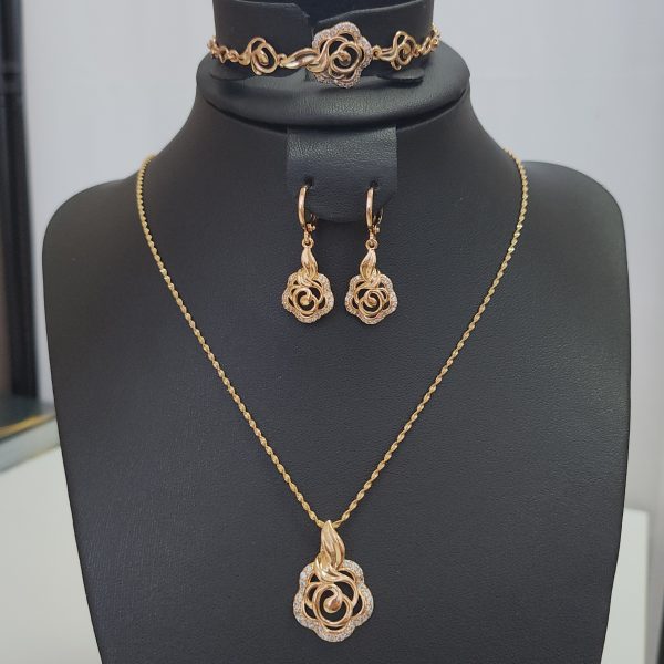 Set "Rose" - 4-teilig - 18K vergoldet mit funkelnden Zirkoa-Steinen – Bild 7