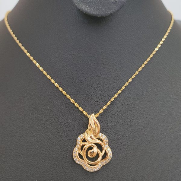 Set "Rose" - 4-teilig - 18K vergoldet mit funkelnden Zirkoa-Steinen – Bild 2