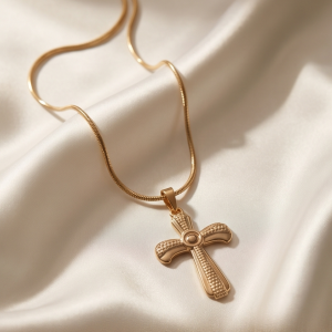 Kette mit Kreuz - Anhänger, 18K vergoldet