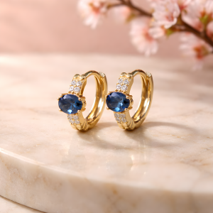 Sapphire Glow Creolen – 18K vergoldet